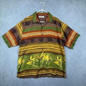 Tommy Bahama Mens Silk Hawaiian Shirt Paradise‎ Palm Bird Paradise Print Size L